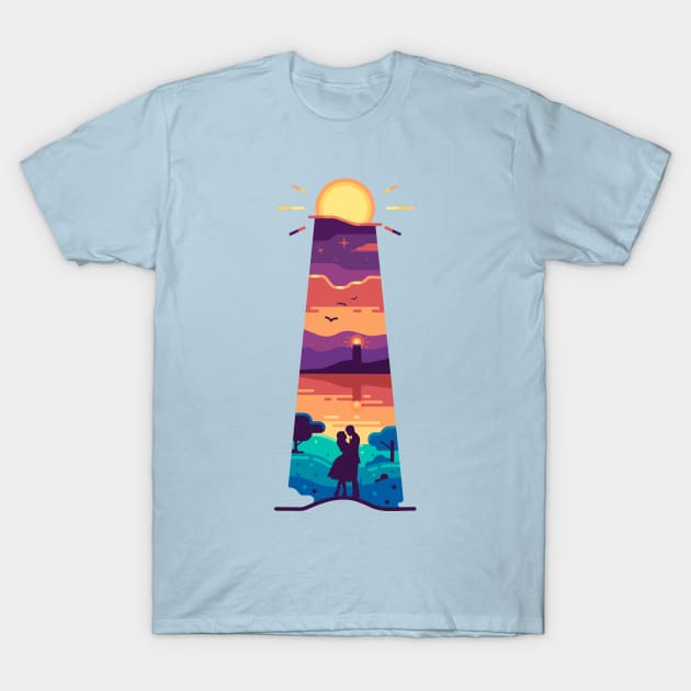 Romantic sunset by the sea T-Shirt by Stellula